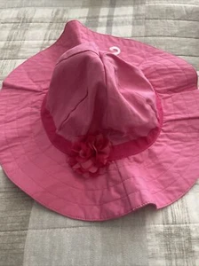 Gymboree Girls Sunhat  Size Large Pink Flowers 100% Cotton - Picture 1 of 5