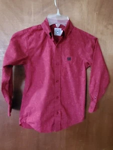 Cinch Red Paisley Button Down Western Shirt Youth Boy's XS (4-5) Cowboy Riding - Picture 1 of 13