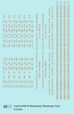 K4 O Scale Decals Central Of New Jersey CNJ Passenger Car Gold As Built - Image 1 of 3