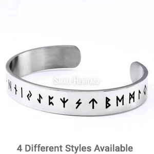 Viking Cuff Bracelet Bangle Stainless Steel Norse Ancient Style Odin Men Women - Picture 1 of 13