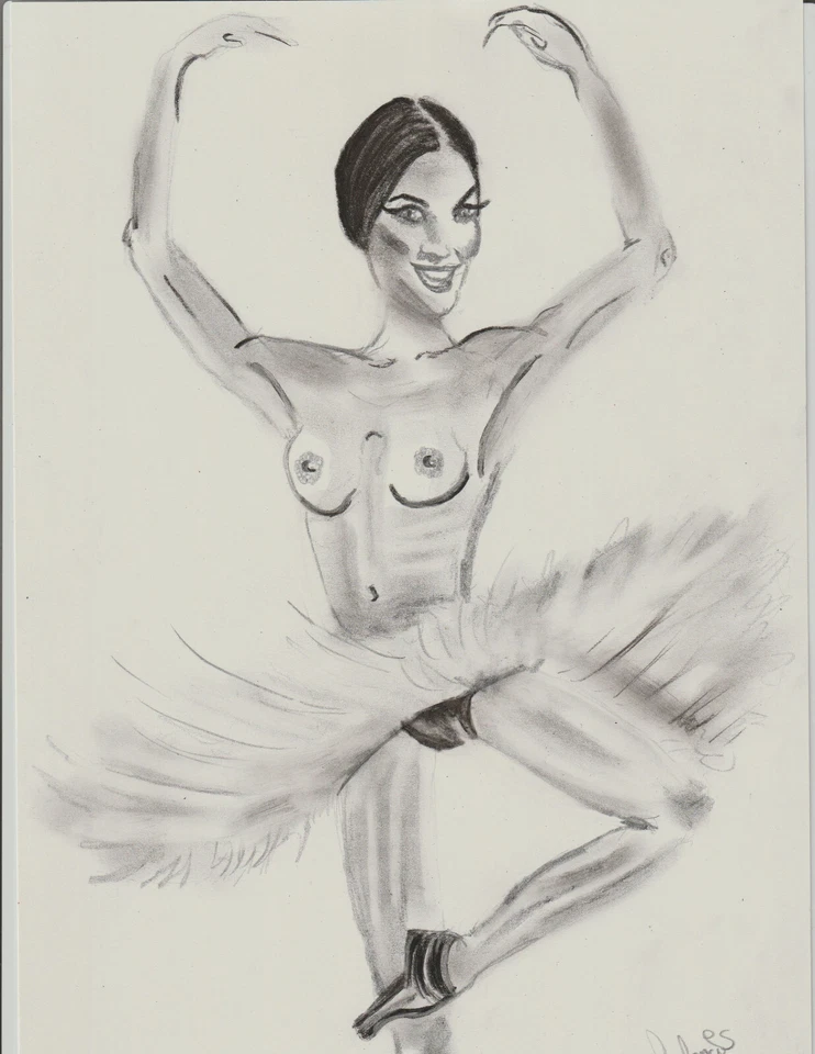 Dibujo retrato a lápiz original mujer desnuda A4 Foto 1 de 1