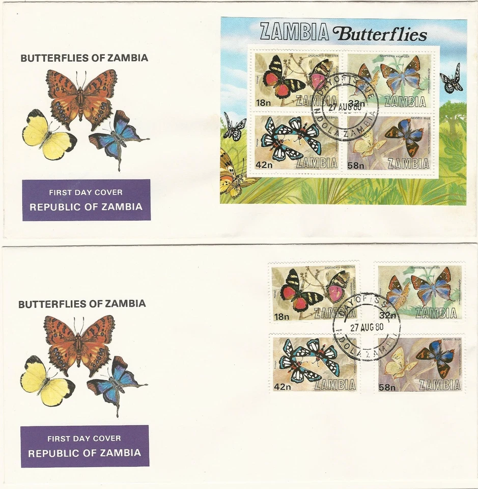 Butterflies Topical: Complete Sets on 6 1978-1982 FDC's. Virgin Is., Zambia etc. - Image 1 of 4