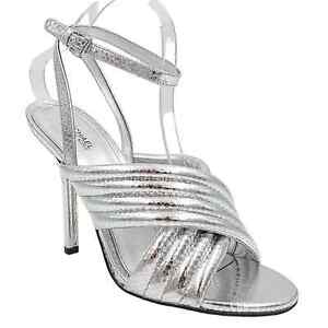 Michael Michael Kors Women Ankle Strap Stiletto Sandals Royce Size US 8M Silver