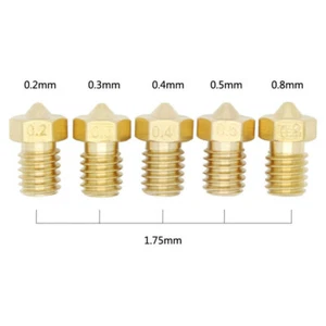 6pcs/lot 3D printer nozzle  brass nozzle 0.2 0.3 0.4 0.5 mm For  V6 V5 1.75mm - Picture 1 of 7