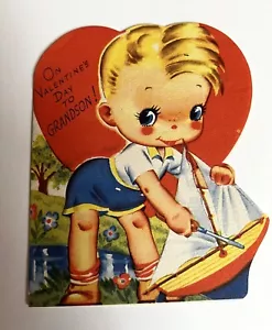 Vintage 1940s Valentine Card "Grandson" | Unused - Picture 1 of 3