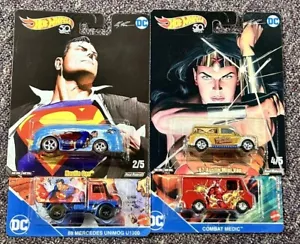 Hot Wheels Pop Culture DC Comics 2-Superman-Flash-Wonder Woman Lot Of 4 1/64 - Picture 1 of 12