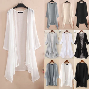 ZANZEA Womens Summer Sheer Jacket Coat Casual Cardigan Cardi Kimono Top Cover Up