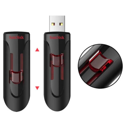 SANDISK CRUZER GLIDE FLASH PEN THUMB USB3.0 DRIVE 256GB 128GB 64GB 32GB 16GB LOT - Image 1 of 2