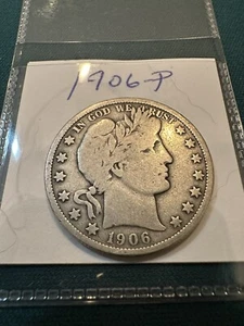 1906 P 1906-P Barber Silver Half Dollar Lot 06P - Picture 1 of 2