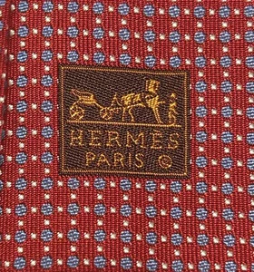 HERMES TIE 659093 T Red Heavy Woven 100% Silk Tie new in box without tags - Picture 1 of 6