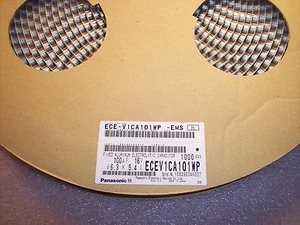 QTY (1000) 100uf 16V SMD 6.3x5.4 ELECTROLYTIC CAPACITORS ECEV1CA101WP PANASONIC - Picture 1 of 4