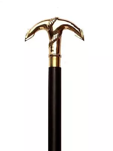 Manija de latón diseño ancla con bastón de diseño negro 3 pliegues de tránsito bastón de diseñador - Imagen 1 de 3