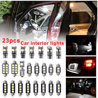 23Pcs Car Interior White LED Light Bulb Dome Trunk Door T10 Festoon Lamp Kit Foto 1 de 4