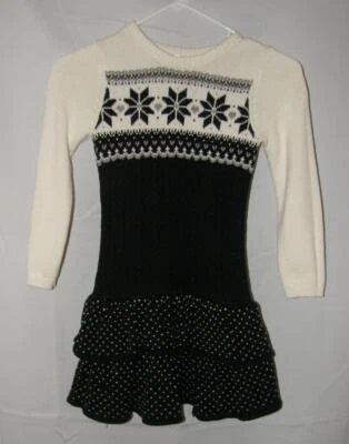 GYMBOREE Girls Sz 6 Long Sleeve Fair Isle Knee Length Tiered Sweater Dress - Image 1 of 4
