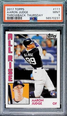 2017 Topps Throwback Thursday #111 Aaron Judge Yankees RC Rookie All Rise PSA 9 - Image 1 of 2