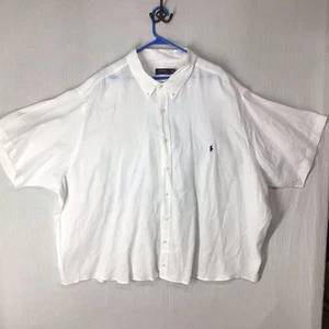 Polo Ralph Lauren Men’s 5XB Big Short Sleeve White Linen Button Down Beach - Picture 1 of 8