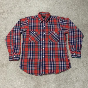 Vintage 70s Big Yank Red Plaid Flannel Shirt - Men’s Medium - 100% Cotton - Picture 1 of 8