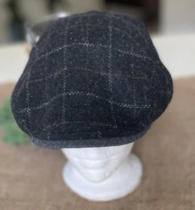 Stetson Men's Wool Blend Plaid Newspaper Boy Cap Hat Small- Gray/Brown  NWT - Picture 1 of 10