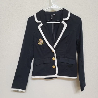 H & M разделенный женщин Blazer размер XS читать черный Blazer куртка золото кнопки опрятный - Изображение 1 из 4