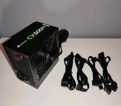 ALIMENTATORE PC CORSAIR CX500M - 500W SEMI MODULARE -  80 PLUS BRONZE - PERFETTO - Immagine 1 di 4