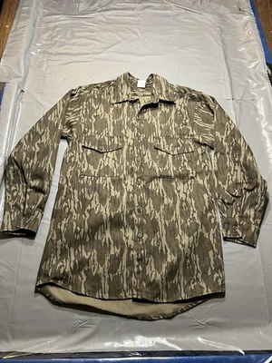 Mossy Oak Original Bottomland Camo USA Made Button Up Shirt Mens M Vtg Heavy - Image 1 of 4