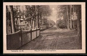 Templin / Uckermark, Ansichtskarte, Weg am Post-Erholungsheim 1925  - Picture 1 of 2
