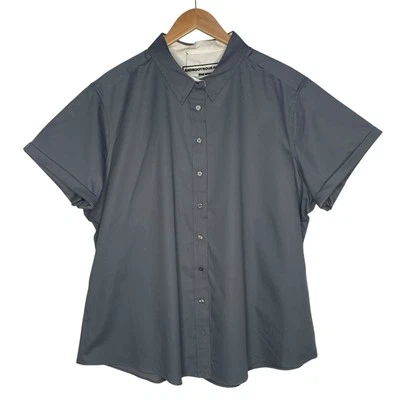 Androgynous Fox Swift Fox Button-Up Shirt Mens Size 3XL Short Sleeve Gray NWT - Image 1 of 4