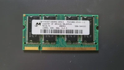 QTY Micron 128MB DDR-266 MT4VDDT1664HG-265C2 PC2100 SODIMM RAM Memory - Image 1 of 2
