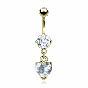 Piercing nombril Plaqué Or Gemme Coeur - Imagen 1 de 1