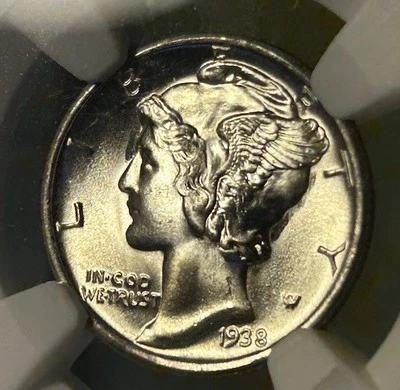 1938-S Mercury Dime 10C NGC MS67 FB Full Bands - Image 1 of 4