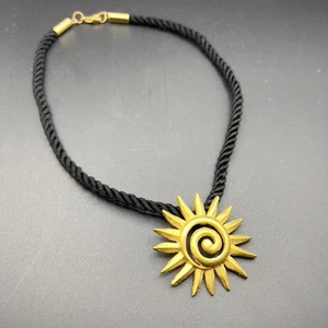 Vintage Y2K Halsband Gold Sonne Surf Strand Sommer gewellt - Bild 1 von 6