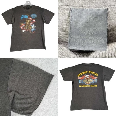 Harley Davidson 3D Emblem Shirt Vtg Single Stitched Size Medium M Fit Maine - Image 1 of 4
