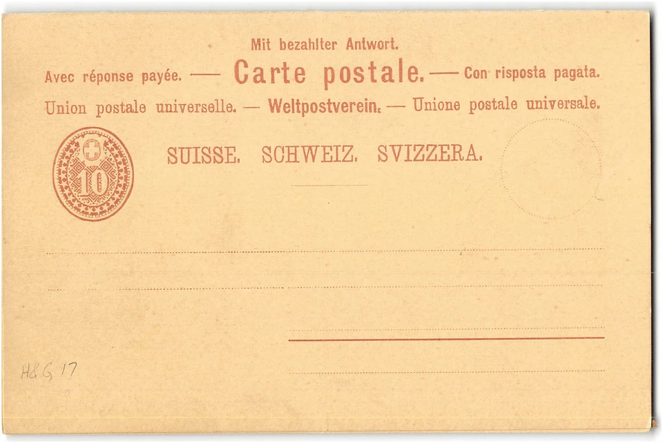 Switzerland H & G #17 Unused message reply card - Image 1 of 1