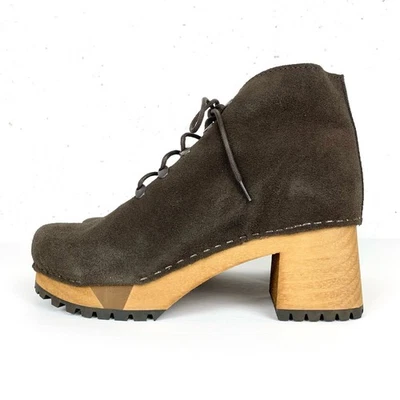 Zuecos daneses Sanita Ulla para mujer plataforma con cordones tacón ancho café marrón talla 37 Foto 1 de 4