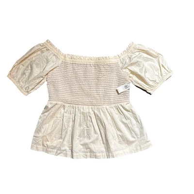 Nuevo con etiquetas Top Old Navy Crema Calado Hombro Descubierto L Foto 1 de 4