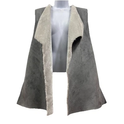 Ruby Rd. Vest Women's Medium Sleeveless Open Front Faux Suede Lined Gray - Image 1 of 4