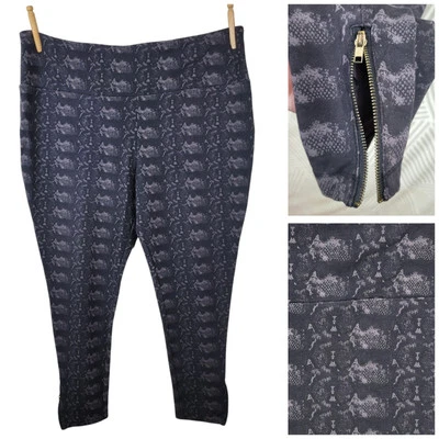Lane Bryant Pull On Leggings Size 2X 18/20 High Rise Snake Print Zip Ankle Pants - Image 1 of 4
