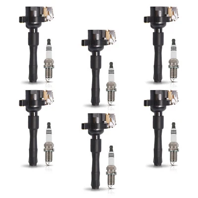 Bobina de encendido de 6 piezas y bujía de platino de 6 piezas para BMW 98-00 323i 98-99 323is 2,5 L Foto 1 de 4