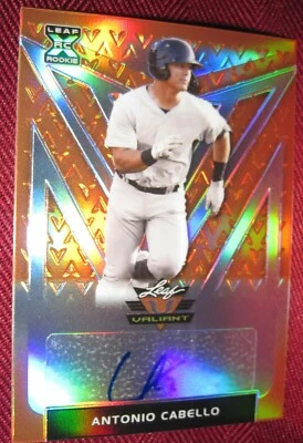 2020 LEAF VALIANT AUTOGRAPH #BA-AC1 ANTONIO CABELLO RC ORANGE 59/75 NM-MT+ - Image 1 of 2