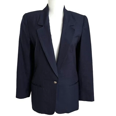 Blazer De Colección Giorgio Sant Angelo Lana 4 Azul Marino Preppy Plata Botones Heritage Foto 1 de 4