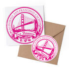 1 X Greeting Card & 10Cm Sticker Set - Pink San Francisco California Usa #5755