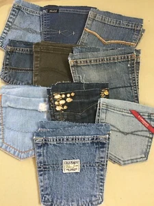Fancy Denim Jean Pockets Lot of 20 in Matching Sets of Two 17a - Picture 1 of 2