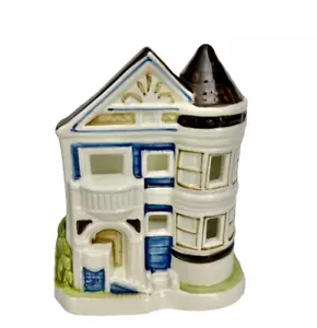 Vintage Japan Otagiri Victorian House Blue White Ceramic Porcelain Candle Holder - Picture 1 of 7