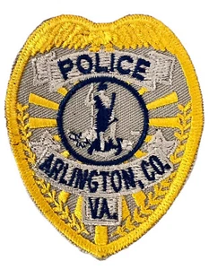 PATCH Arlington County VIRGINIA Polizei BESTICKT Bügelbild Aufnähen grau gelb marine - Bild 1 von 5