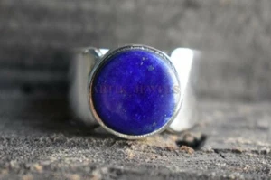 Piedra preciosa de lapislázuli natural con anillo de plata de ley 925 para hombre #995 - Imagen 1 de 5