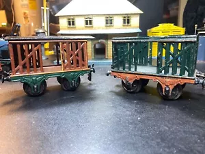 2 VINTAGE 1900s-1910s MARKLIN 1 GAUGE CATTLE WAGONS PAUL COLE ORIGIN C-5/6 GRADE - Picture 1 of 20