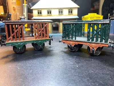 2 VINTAGE 1900s-1910s MARKLIN 1 GAUGE CATTLE WAGONS PAUL COLE ORIGIN C-5/6 GRADE - Image 1 of 4
