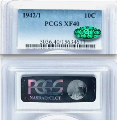 1942/1 PCGS XF40 CAC $1,004 at Huge Dealer for VF35! Mercury Dime - Image 1 of 4