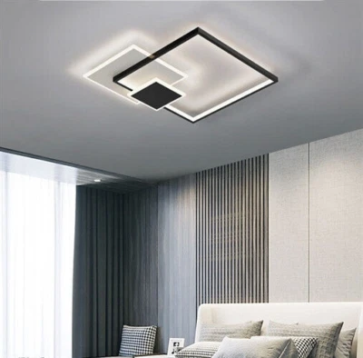 Lampadario led nero bianco moderno 86w con telecomando lampada dimmerabile - Immagine 1 di 3