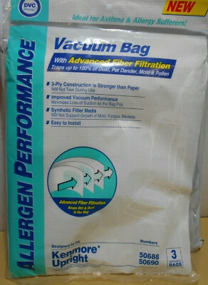 Lot of 15 Kenmore Style U&O Upright HEPA Bags for 50688 50690 Vacuums - Image 1 of 2